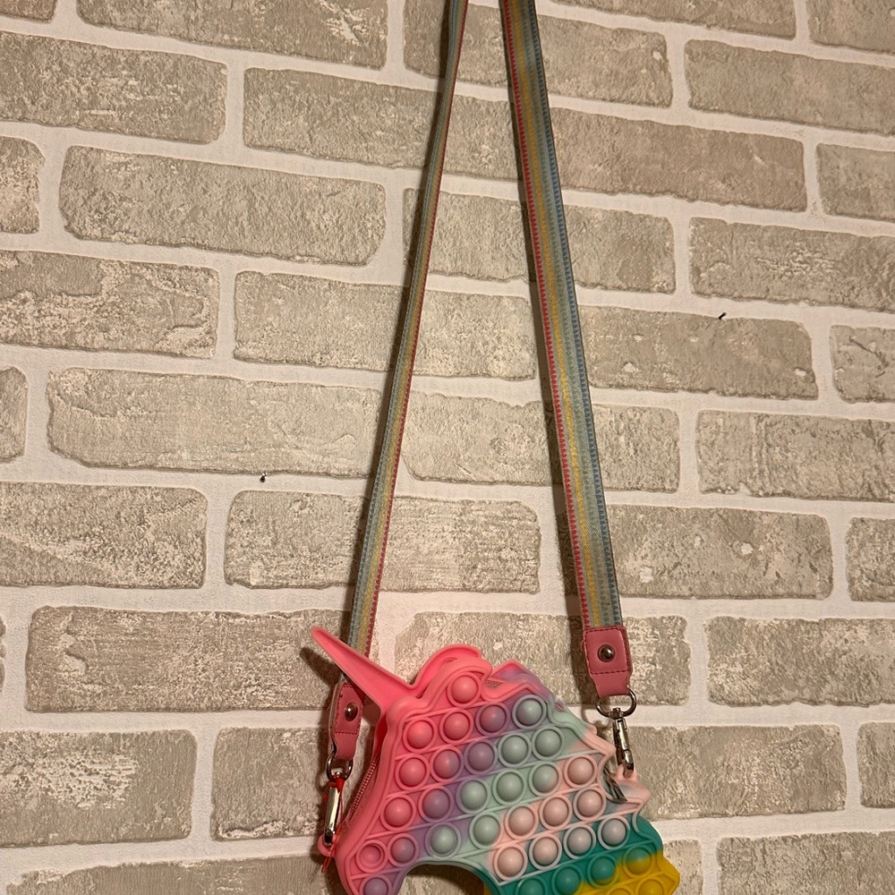 Cat & Jack Unicorn Pop It Crossbody Purse | Rainbow Silicone Kids Bag - Picture 2 of 5